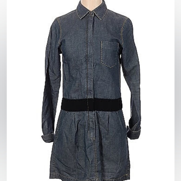 Theory Dresses & Skirts - Final Sale! Theory Vintage Linen Denim-like Zip Up Banded Dress sz 4